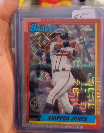 2025 Topps Series 1 1990 Topps Chrome Silver Pack Mojo #62 Chipper Jones — front