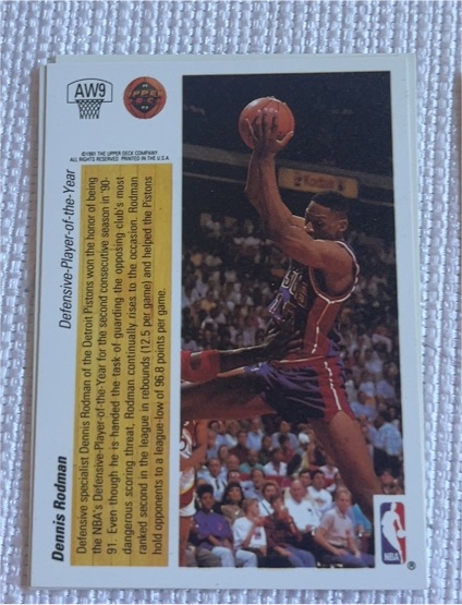 1991 Upper Deck #AW9 Dennis Rodman — front