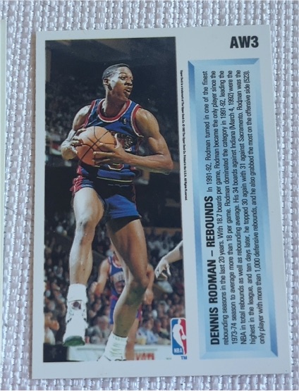 1992-93 Upper Deck #AW3 Dennis Rodman Rebounds — front