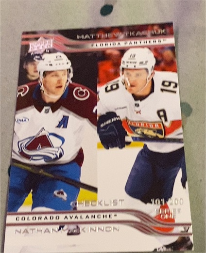 2025-26 Upper Deck Series 1 #200 Checklist Matthew Tkachuk / Nathan MacKinnon — front