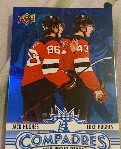 2025-26 Upper Deck Series 1 Compadres #CM-5 Jack Hughes / Luke Hughes — front