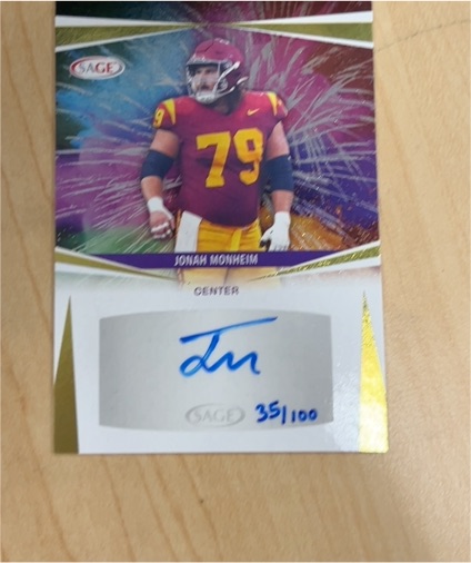 2025 Sage #A-JM6 Jonah Monheim — front