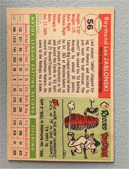 1955 Topps #56 Ray Jablonski — front