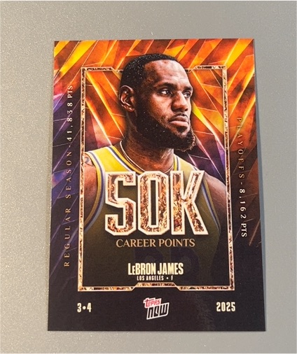 2025 Topps Now #12 LeBron James 50K Career Points — front