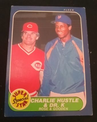 1986 Fleer #638 Charlie Hustle & Dr. K (Pete Rose / Dwight Gooden) — front