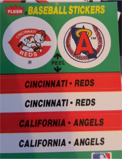1987 Fleer #NNO Cincinnati Reds / California Angels Team Stickers — front