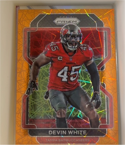 2021 Panini Prizm #296 Devin White Orange Lazer — front