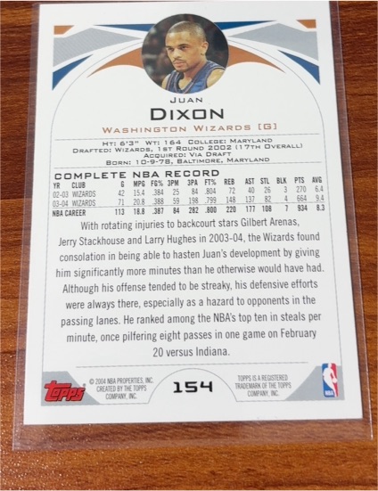 2004-05 Topps #154 Juan Dixon — front