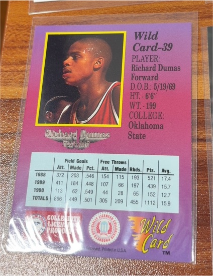 1992 Wild Card Collegiate #39 Richard Dumas — front