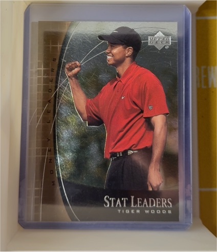 2001 Upper Deck Stat Leaders #SL17 Tiger Woods — front