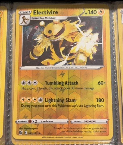 2021 Pokemon Sword & Shield Battle Styles #045 Electivire — front