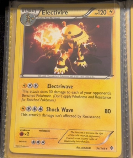 2012 Pokémon Boundaries Crossed #54 Electivire — front