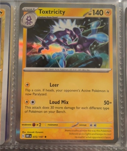 2023 Pokémon Scarlet & Violet SV03: Obsidian Flames #072 Toxtricity — front
