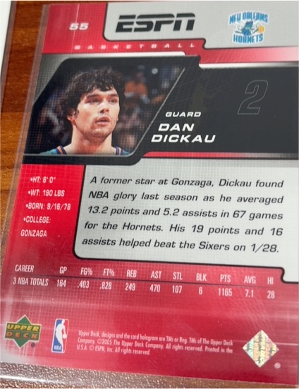 2005 Upper Deck ESPN #55 Dan Dickau — front