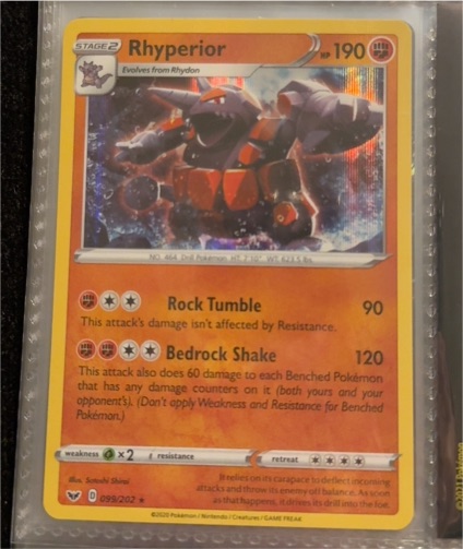 2020 Pokemon Sword & Shield Base Set #099 Rhyperior — front