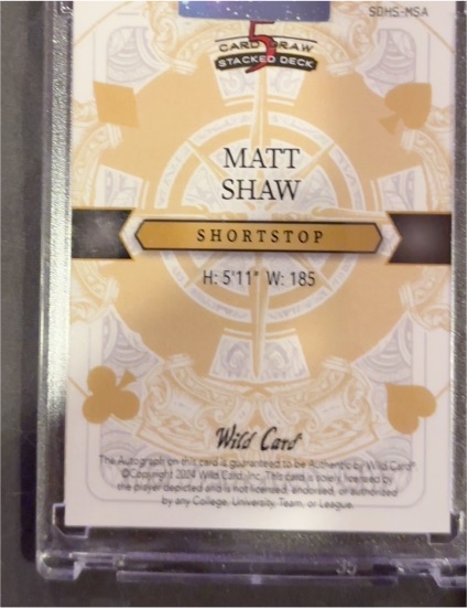 2024 Wild Card 5 Card Draw Stacked Deck #SDHC-MSA Matt Shaw — front