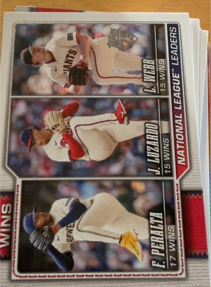 2026 Topps Series 1 National League Wins Leaders #117 Jesús Luzardo/Freddy Peralta/Logan Webb — front