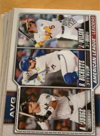 2026 Topps Series 1 #204 Aaron Judge/Bo Bichette/Jacob Wilson (American League Leaders) — front