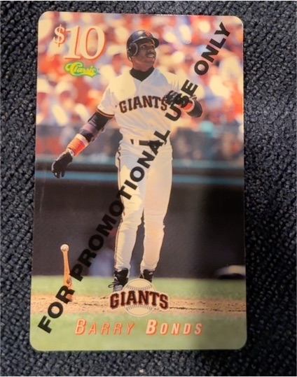 1995 Classic $10 Barry Bonds San Francisco Giants Phone Card — front