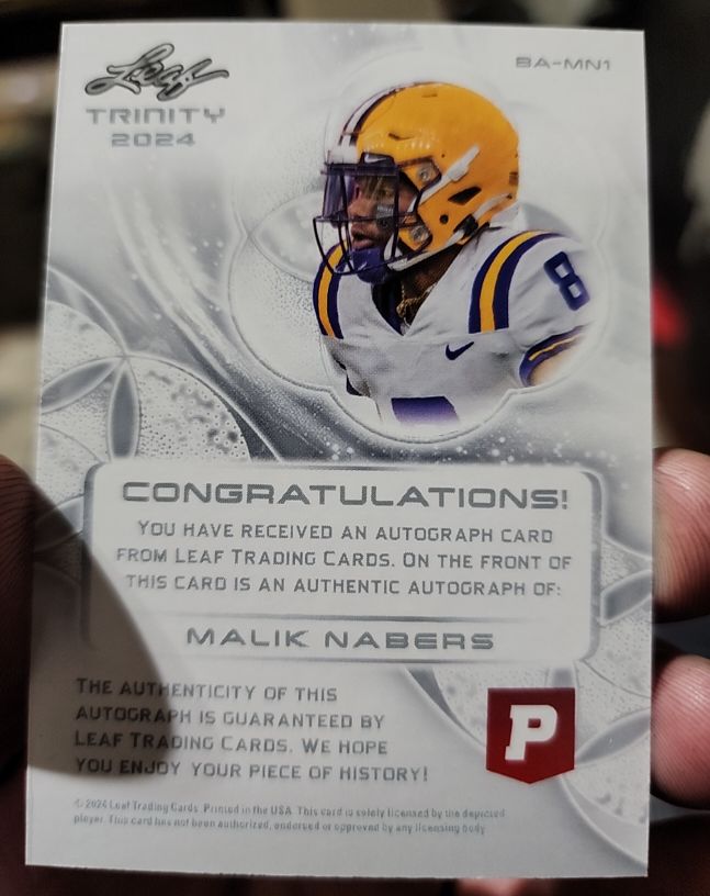 2024 Leaf Trinity #BA-MN1 Malik Nabers — front