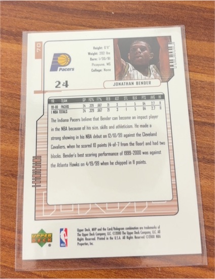 1999 Upper Deck MVP #70 Jonathan Bender — front