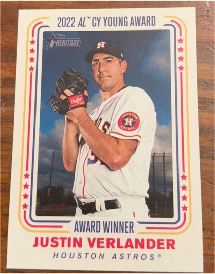 2023 Topps Heritage High Number Award Winners #AW-4 Justin Verlander — front