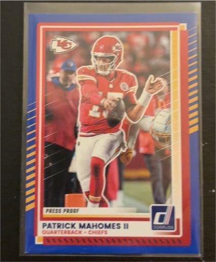 2025 Panini Donruss #48 Patrick Mahomes II Blue Press Proof — front