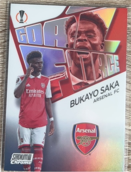 2022-23 Topps Stadium Club Chrome UEFA Goal Force #GF-BS Bukayo Saka — front