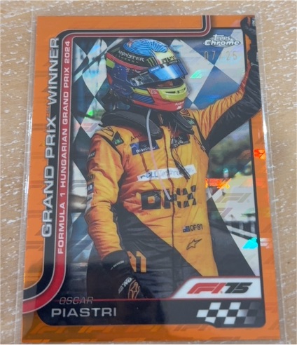 2024 Topps Chrome #J11 Oscar Piastri Grand Prix Winner Hungarian GP — front