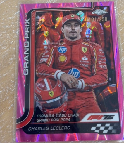 2024 Topps Chrome F1 Charles Leclerc Driver Of The Day Pink Refractor #001/250 — front