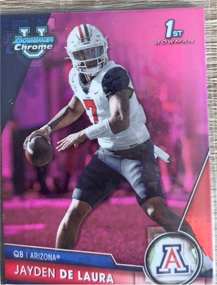 2023 Bowman University Chrome #30 Jayden De Laura Pink Refractor — front