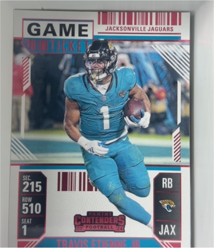 2024 Panini Contenders #47 Travis Etienne Jr. Red Game Ticket — front