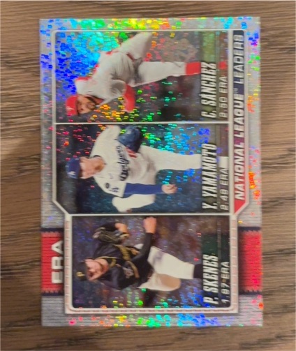 2026 Topps Series 1 #203 NL ERA Leaders Paul Skenes, Yoshinobu Yamamoto, Christopher Sánchez — front