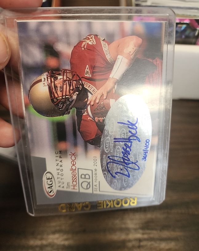 2001 SAGE Autographs Red #A20 Tim Hasselbeck — front
