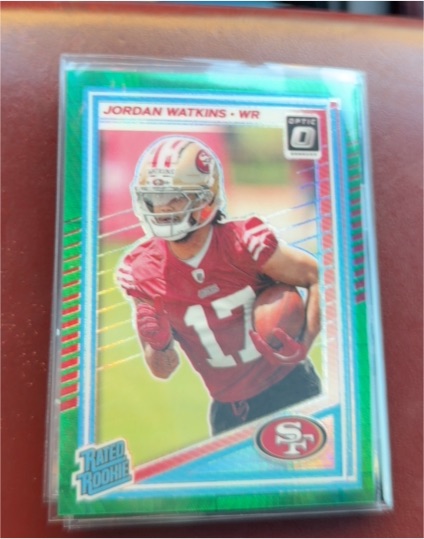 2025 Panini Donruss Optic #289 Jordan Watkins Rated Rookie Green Hyper — front
