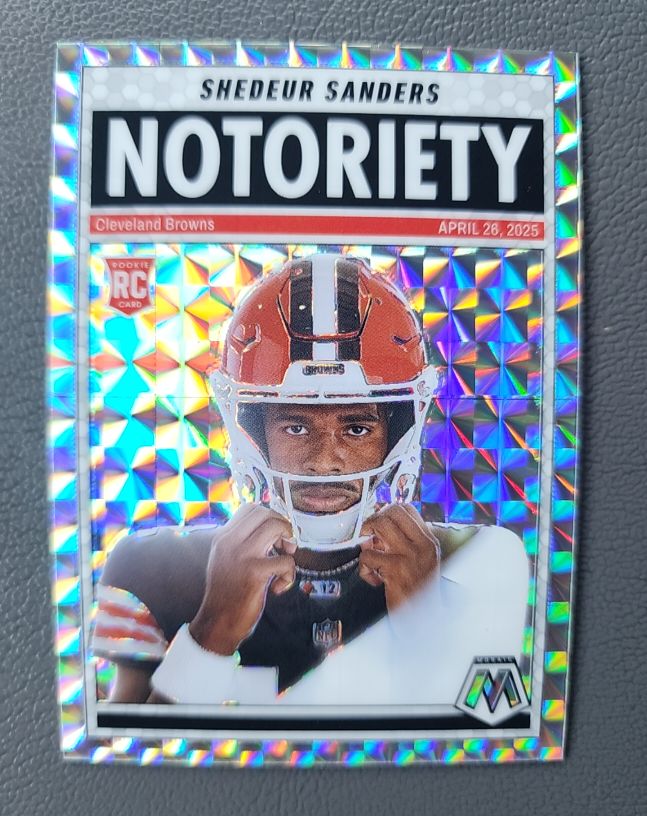 2025 Panini Mosaic #13 Shedeur Sanders Notoriety Silver Mosaic Prizm Rookie — front