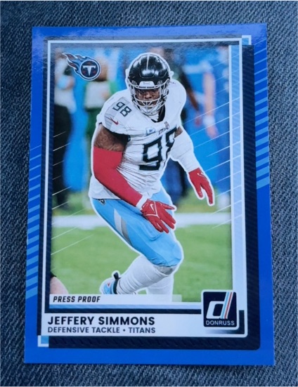 2025 Panini Donruss #52 Jeffery Simmons Press Proof Blue Tennessee Titans — front