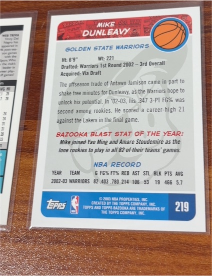 2003 Topps Bazooka #219 Mike Dunleavy — front