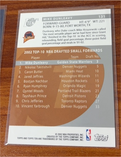 2002 Topps Ten #131 Mike Dunleavy — front