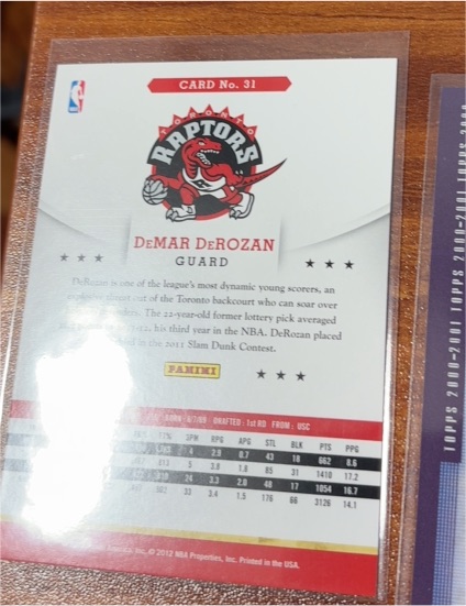 2012 Panini #31 DeMar DeRozan — front