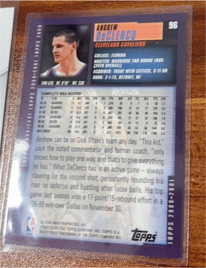 2000 Topps #96 Andrew DeClercq — front