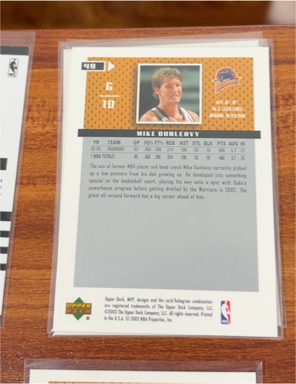 1999 Upper Deck #49 Mike Dunleavy — front