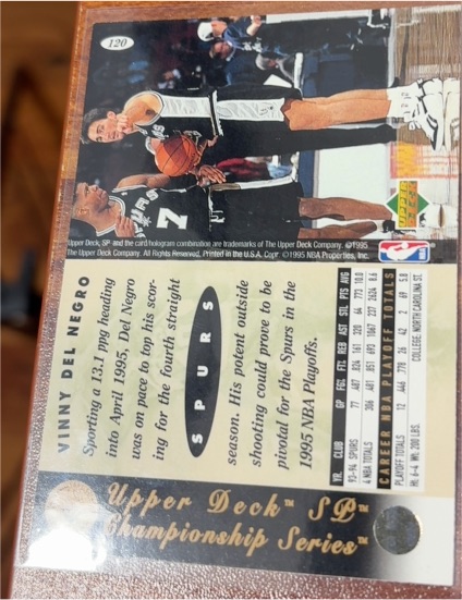 1995 Upper Deck #120 Vinny Del Negro — front