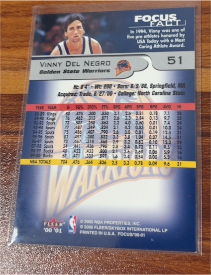 2000-01 Fleer Focus #51 Vinny Del Negro — front