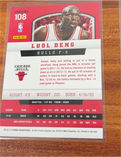2012-13 Panini Basketball #108 Luol Deng — front