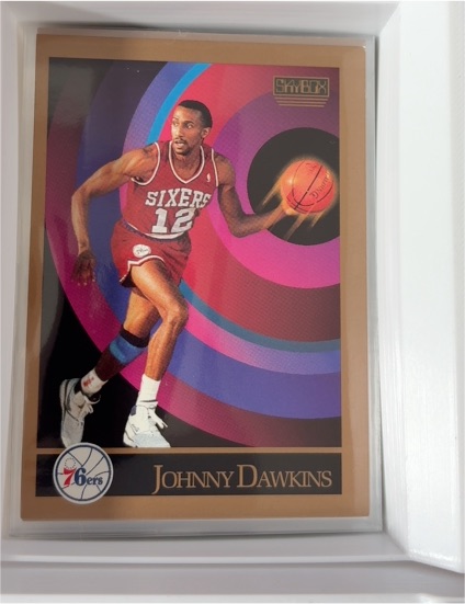 1990-91 SkyBox #214 Johnny Dawkins Philadelphia 76ers — front