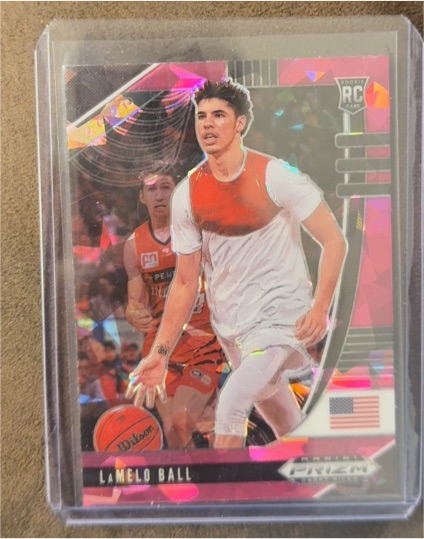 2020 Panini Prizm Draft Picks #43 LaMelo Ball Pink Cracked Ice Rookie — front