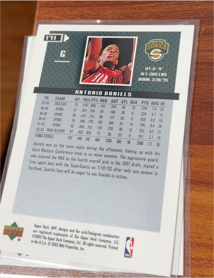 2003 Upper Deck #171 Antonio Daniels — front