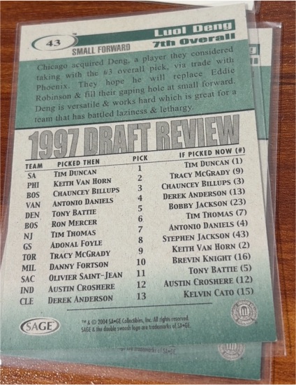 2004 SAGE #43 Luol Deng — front