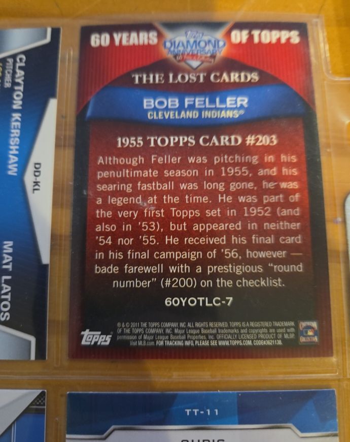 2011 Topps Diamond Anniversary The Lost Cards Bob Feller — front